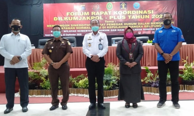 KETUA PENGADILAN TINGGI BANGKA BELITUNG SEBAGAI NARA SUMBER DALAM RAPAT KOORDINASI DILKUMJAKPOL-PLUS YANG DISELENGGARAKAN KAKANWIL KEMENKUMHAM BANGKA BELITUNG