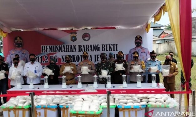 KETUA PENGADILAN TINGGI BANGKA BELITUNG (BABEL) BERSAMA FORKOPIMDA PROVINSI BABEL IKUT MELAKSANAKAN PEMUSNAHAN BARANG BUKTI NARKOTIKA JENIS SABU-SABU SEBESAR 211,2 KILOGRAM HASIL PENGUNGKAPAN POLDA BABEL