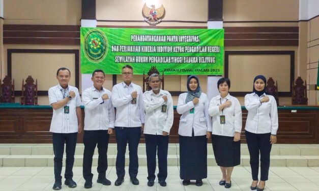 Seluruh KPN se-Wilayah Pengadilan Tinggi Bangka Belitung melaksanakan Penandatanganan Pakta Integritas dan Perjanjian Kinerja Individu